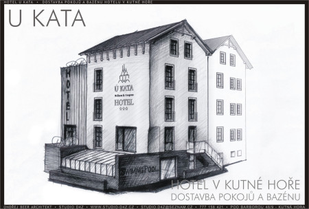 HOTEL U KATA - Kutná Hora | Přístavba tří pater pokojů, bazénu v suterénu a wellness provozu. Pohled ze dvora hotelu. 